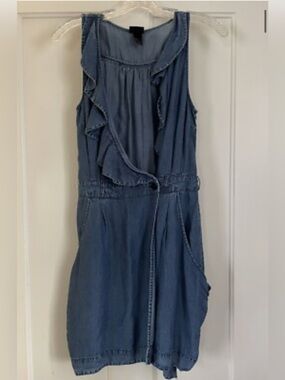 H&M Blue Sleeveless Ruffle Wrap Mini Dress